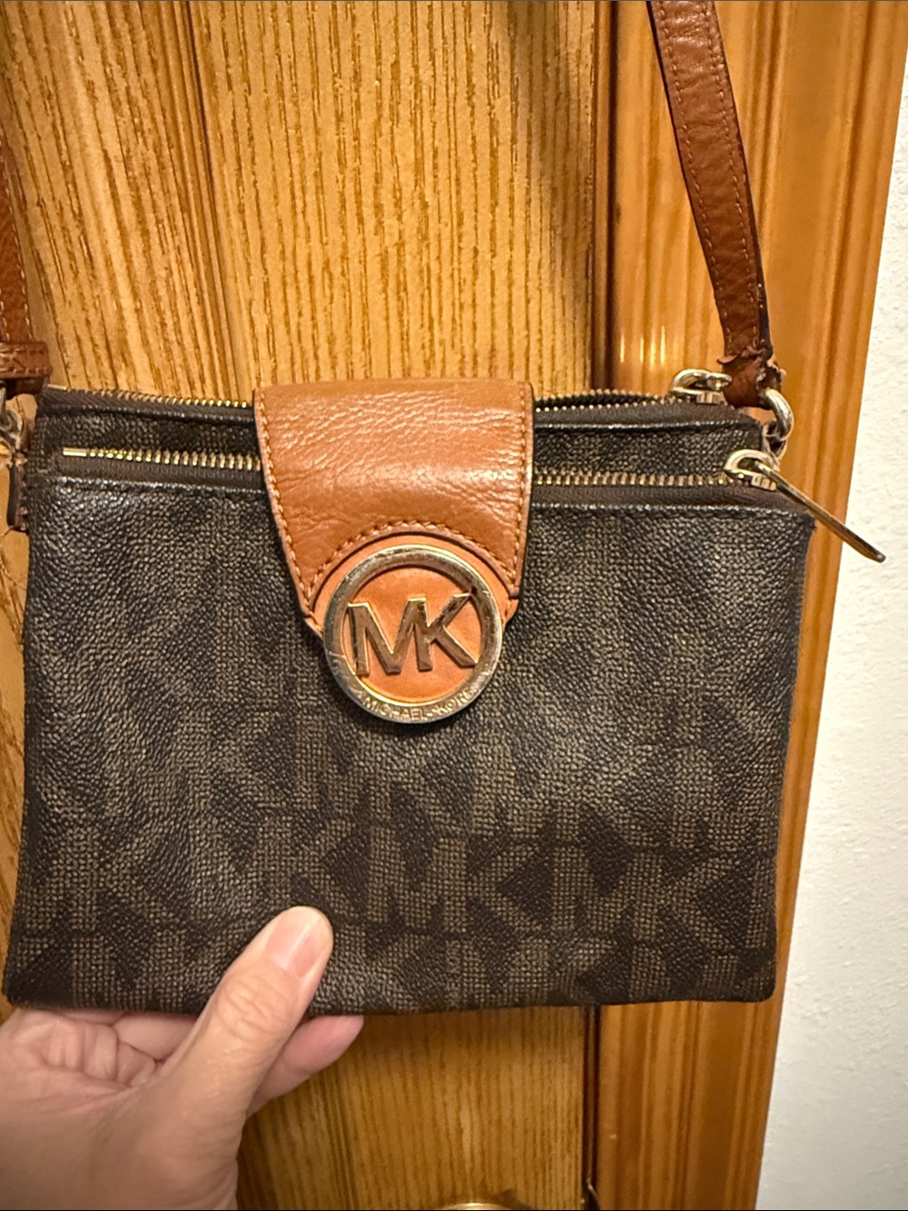 Michael Kors Brown and Tan Signature MK Crossbody